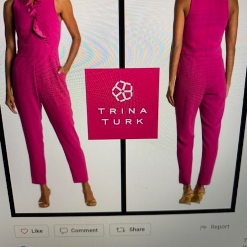Trina Turk Pink Ruffle Sleeveless Jumpsuit Brand